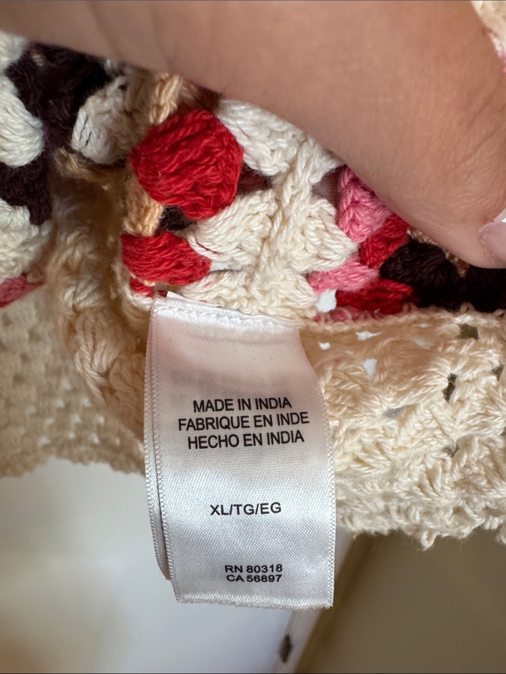 Crochet Sleeveless Tank Top in Cream and Pink - Handmade Look - Picture 5 of 8
